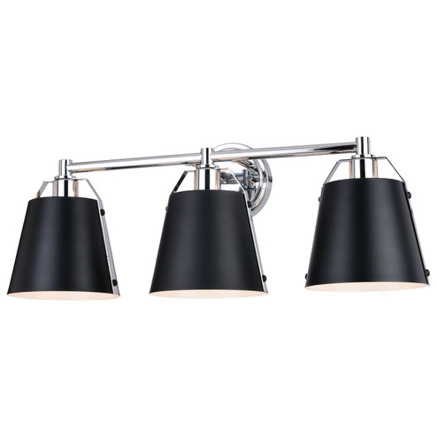 Barrington Three Light Vanity in Matte Black/Chrome (63|W0424)