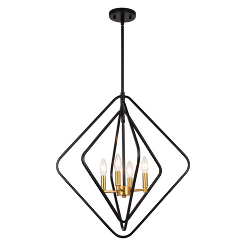 Brady Four Light Pendant in Black and Satin Brass (63|P0389)