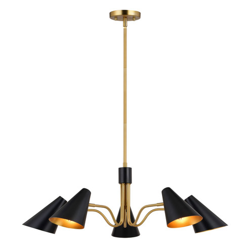 Pryce Five Light Chandelier in Matte Black and Satin Brass (63|H0279)
