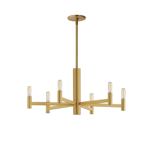 Emana Six Light Chandelier in Natural Aged Brass (16|21366NAB)