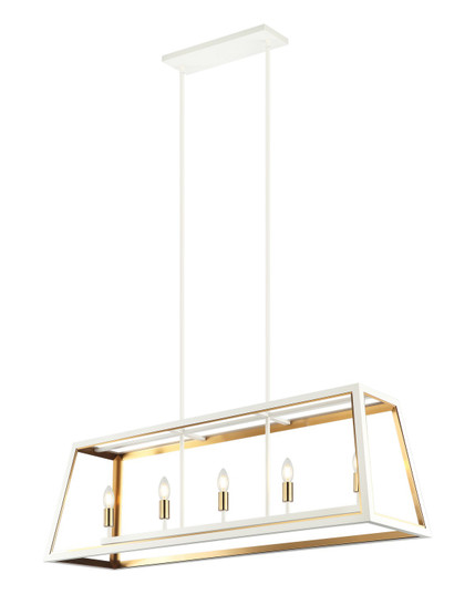 Rosalie Five Light Chandelier in White + Aged Gold Brass (423|C72105WHAG)
