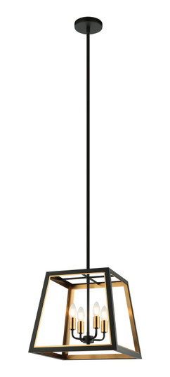 Rosalie Four Light Pendant in Matte Black + Aged Gold Brass (423|C72104MBAG)