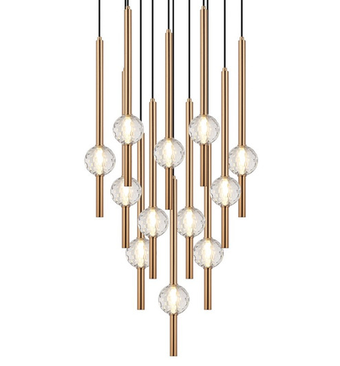 Windchimer 12 Light Chandelier in Aged Gold Brass (423|C68912AG)