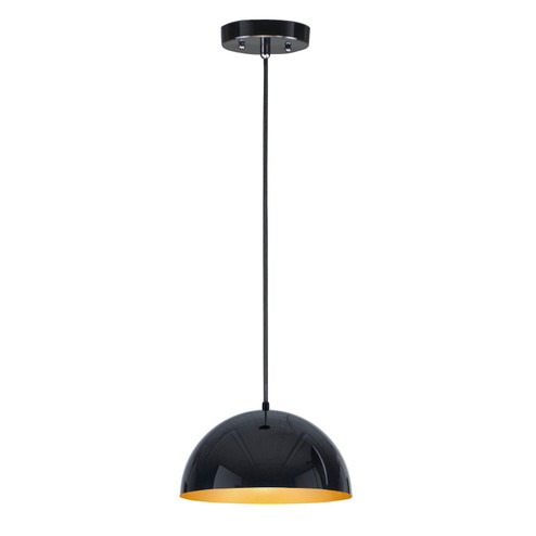Hemisphere LED Pendant in Gloss Black / Gold (86|E24902GBGLD)