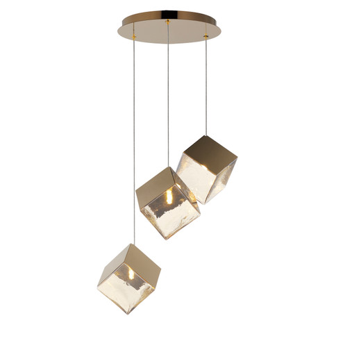Ice Cube LED Pendant in French Gold (86|E2468326FG)