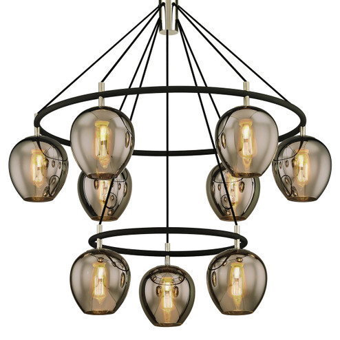 Iliad Nine Light Chandelier in Textured Black & Polish Nickel (67|F6219TBKPN)