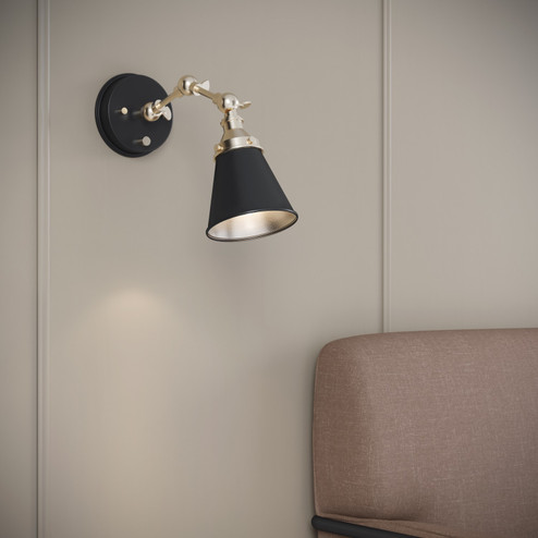 Edith One Light Swing Arm Wall Sconce in Matte Black/Vintage Brass (59|12001MBVB)