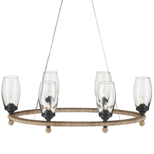 Hightider Six Light Chandelier in Natural/Clear/French Black (142|90001086)