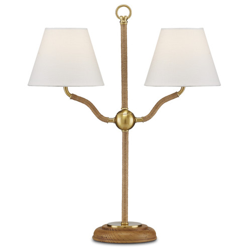 Sirocco Two Light Desk Lamp in Natural/Antique Brass (142|60000873)