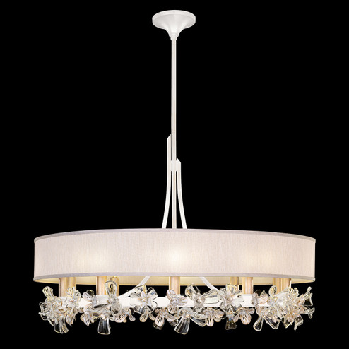 Azu LED Chandelier in White Gesso w/Champagne Fabric Shade (48|91524032ST)