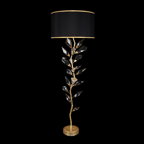 Foret Three Light Floor Lamp in Gold Leaf w/Black Fabric & Gold Inner Lining Shades (48|90922021ST)
