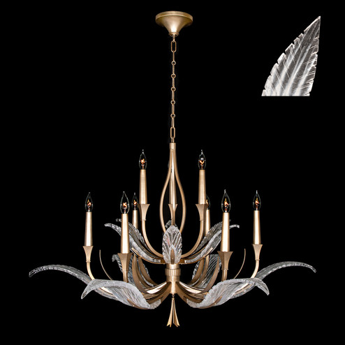Plume Nine Light Chandelier in Gold/White ''Plumes'' (48|89364021ST)