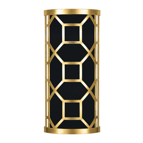 Allegretto Two Light Wall Sconce in Gold Leaf w/Black Fabric & Gold Inner Lining Shade (48|816850SF34)