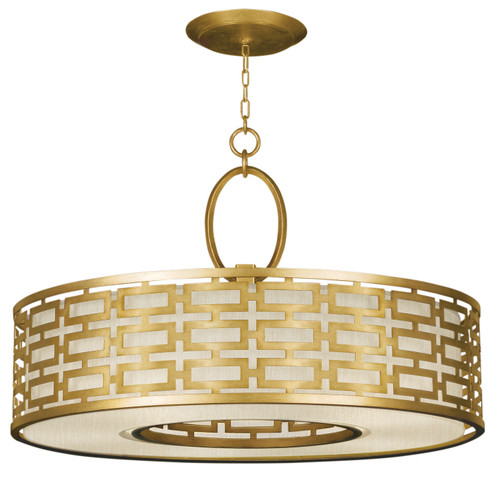 Allegretto Five Light Pendant in Gold Leaf w/Champagne Fabric Shade (48|787640SF33)