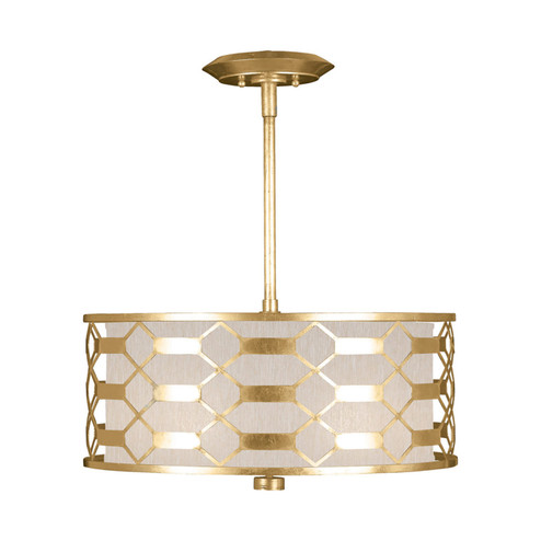 Allegretto Three Light Pendant in Gold Leaf w/Champagne Fabric Shade (48|787540SF33)