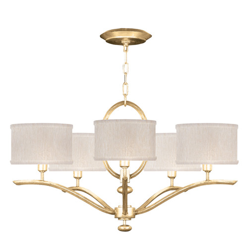Allegretto Five Light Chandelier in Gold Leaf w/Champagne Fabric Shades (48|785440SF33)