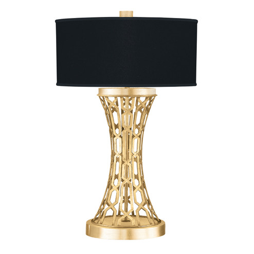 Allegretto One Light Table Lamp in Gold Leaf w/Black Fabric & Gold Inner Lining Shade (48|784910SF34)