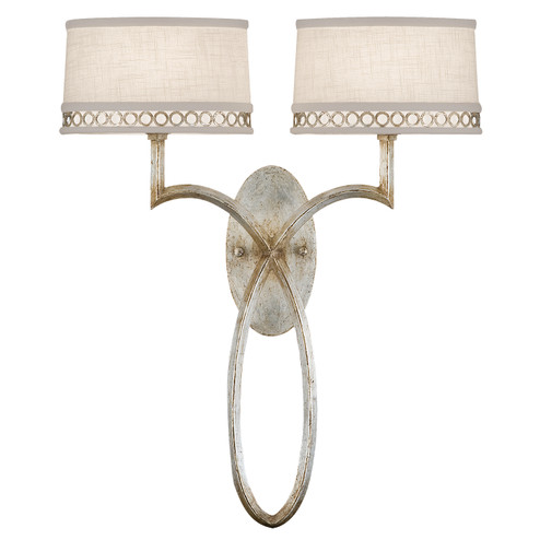 Allegretto Two Light Wall Sconce in Silver w/White Linen Shades (48|784750ST)