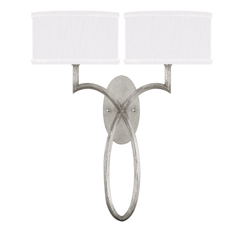 Allegretto Two Light Wall Sconce in Silver Leaf w/White Fabric Shades (48|784750SF41)
