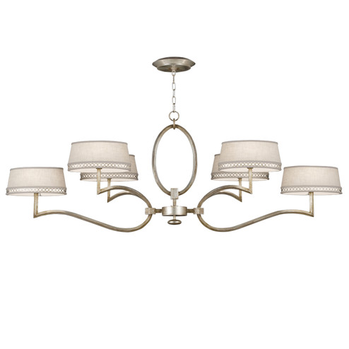 Allegretto Six Light Chandelier in Silver w/White Linen Shades (48|780040ST)