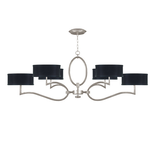 Allegretto Six Light Chandelier in Silver Leaf w/Black Fabric & Silver Inner Lining Shades (48|780040SF42)