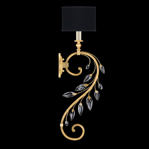 Crystal Laurel One Light Wall Sconce in Gold Leaf w/Black Fabric & Gold Inner Lining Shade (48|774650SF34)