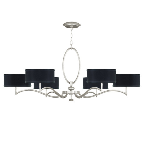 Allegretto Six Light Chandelier in Silver Leaf w/Black Fabric & Silver Inner Lining Shades (48|771740SF42)
