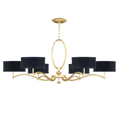 Allegretto Six Light Chandelier in Gold Leaf w/Black Fabric & Gold Inner Lining Shades (48|771740SF34)