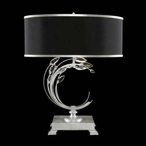 Crystal Laurel One Light Table Lamp in Silver Leaf w/Black Fabric & Silver Inner Lining Shade (48|758610SF42)