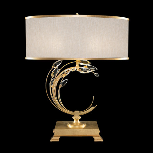 Crystal Laurel One Light Table Lamp in Gold Leaf w/Champagne Fabric Shade (48|758610SF33)