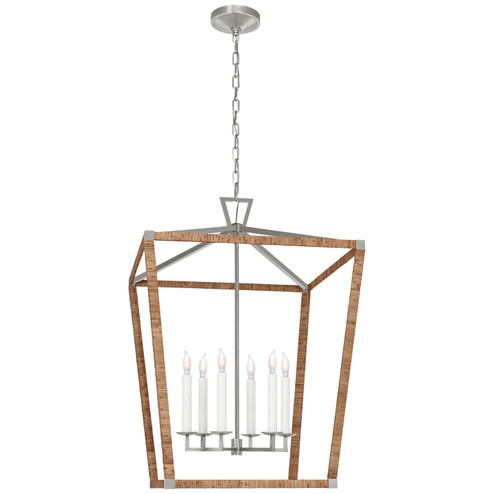 Darlana Wrapped LED Lantern in Aged Iron and Natural Rattan (268|CHC5881AINRT)