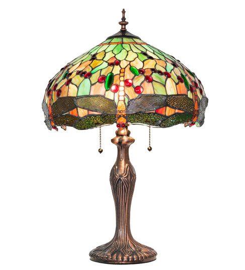Tiffany Hanginghead Dragonfly Two Light Table Lamp in Mahogany Bronze (57|266010)