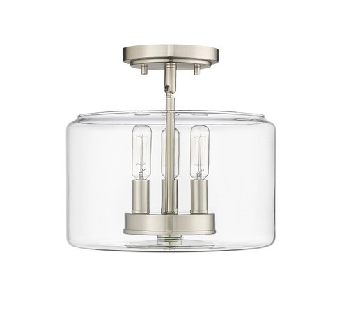 Asheville Three Light Semi-Flush Mount in Brushed Nickel (59|46923BN)