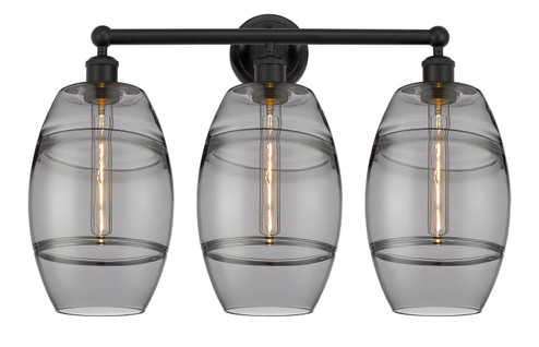 Edison Three Light Bath Vanity in Matte Black (405|6163WBKG5578SM)