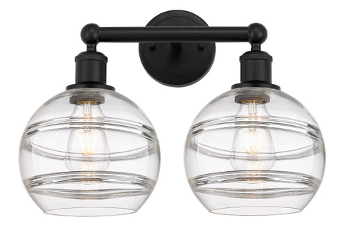 Edison Two Light Bath Vanity in Matte Black (405|6162WBKG5568CL)