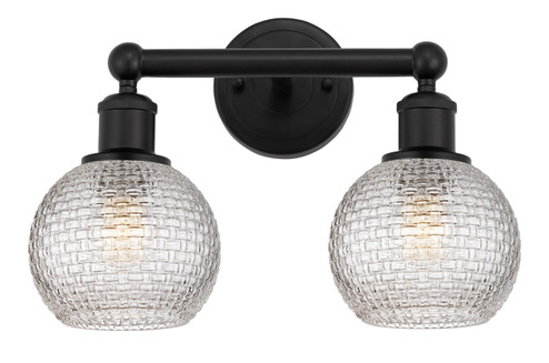Edison Two Light Bath Vanity in Matte Black (405|6162WBKG122C6CL)