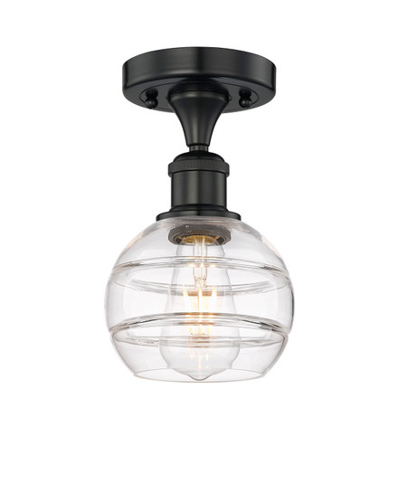 Edison One Light Semi-Flush Mount in Matte Black (405|6161FBKG5566CL)