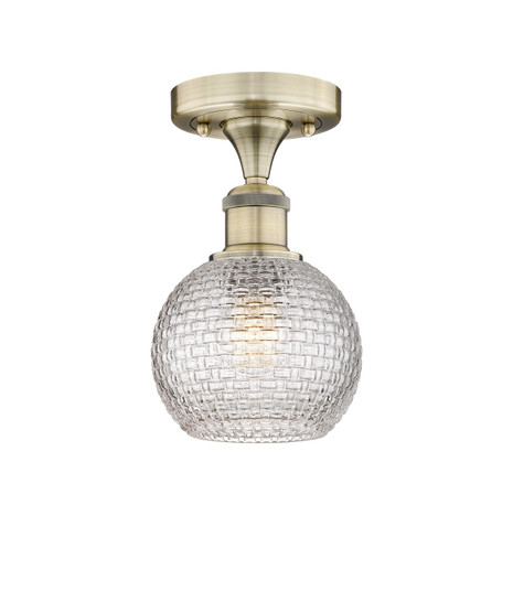 Edison One Light Semi-Flush Mount in Antique Brass (405|6161FABG122C6CL)