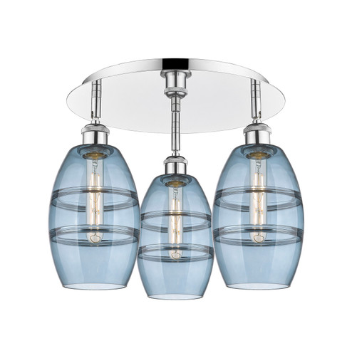 Downtown Urban Three Light Flush Mount in Polished Chrome (405|5163CPCG5576BL)