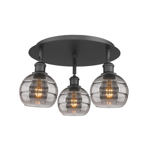 Downtown Urban Three Light Flush Mount in Matte Black (405|5163CBKG5566SM)