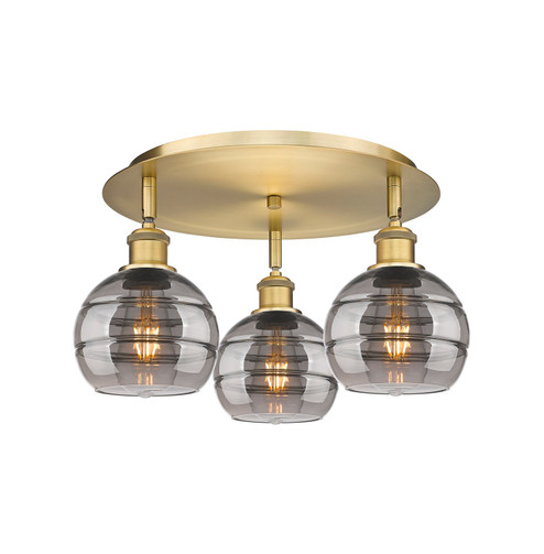 Downtown Urban Three Light Flush Mount in Brushed Brass (405|5163CBBG5566SM)