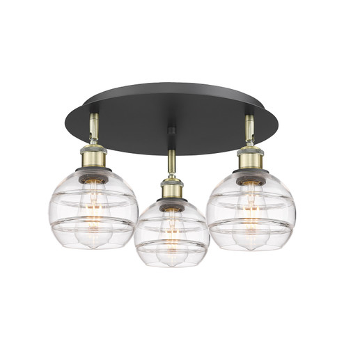 Ballston Three Light Semi-Flush Mount in Black Antique Brass (405|5163CBABG5566CL)