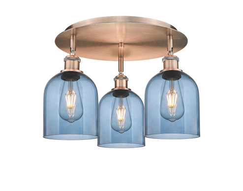 Downtown Urban Three Light Flush Mount in Antique Copper (405|5163CACG5586BL)