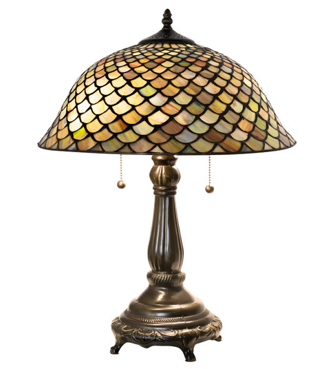 Tiffany Fishscale Two Light Table Lamp in Mahogany Bronze (57|268098)