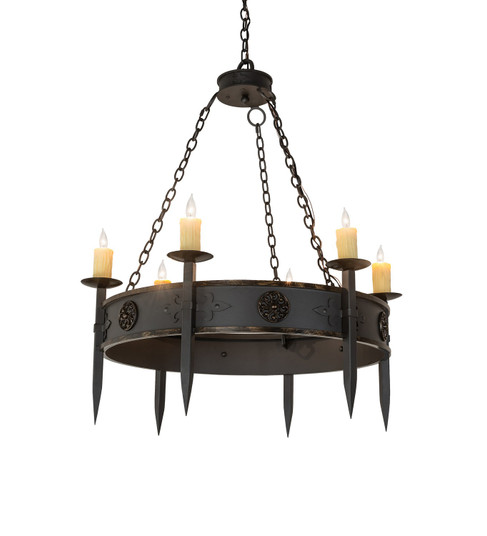 Calandra Six Light Chandelier in Wrought Irontique Brass Gloss (57|256961)