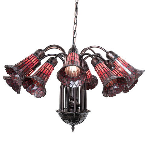 Stained Glass Pond Lily 12 Light Chandelier in Mahogany Bronze (57|251609)