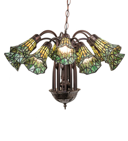 Stained Glass 12 Light Chandelier in Mahogany Bronze (57|251606)