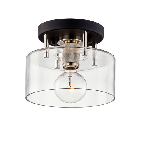 Bergamot Station One Light Semi-Flush Mount in Textured Black & Polish Nickel (67|C7550TBKPN)