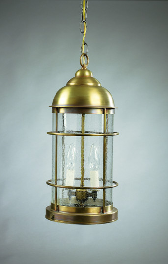 Nautical Two Light Hanging Lantern in Antique Brass (196|3532ABLT2CSG)