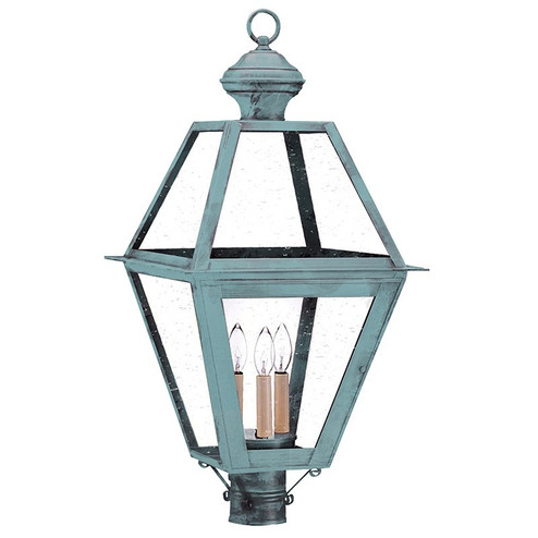 Boston Three Light Post Mount in Verdi Gris (196|1073VGLT3CSG)
